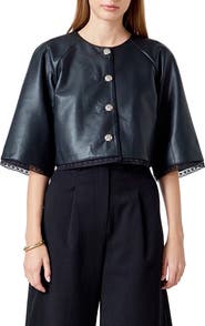 Endless Rose Faux Leather Crop Jacket