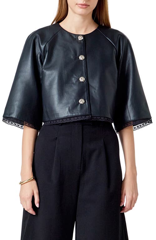 Endless Rose Faux Leather Crop Jacket In Black