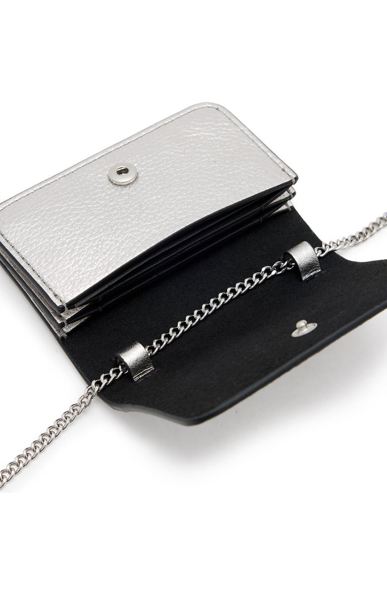 AllSaints The Honore Leather Cardholder, Alternate, color, Silver