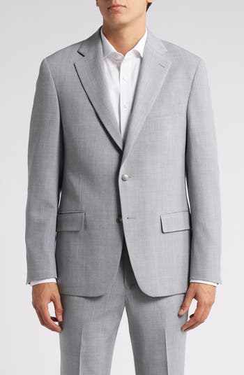Classic Heathered Grey Stretch Wool Suit