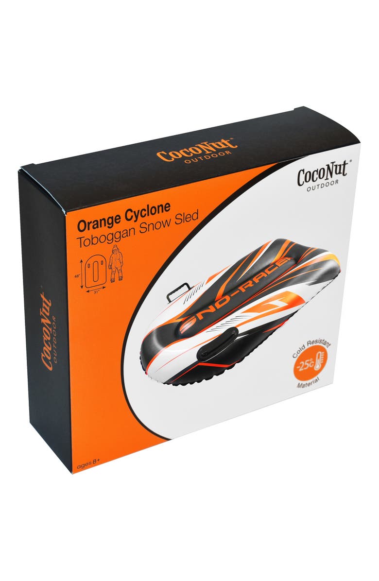 Coconut Outdoor Orange Cyclone Snow Sled, 48x31", Inflatable, 200lb Cap,Ages 8+, Alternate, color, Multicolored