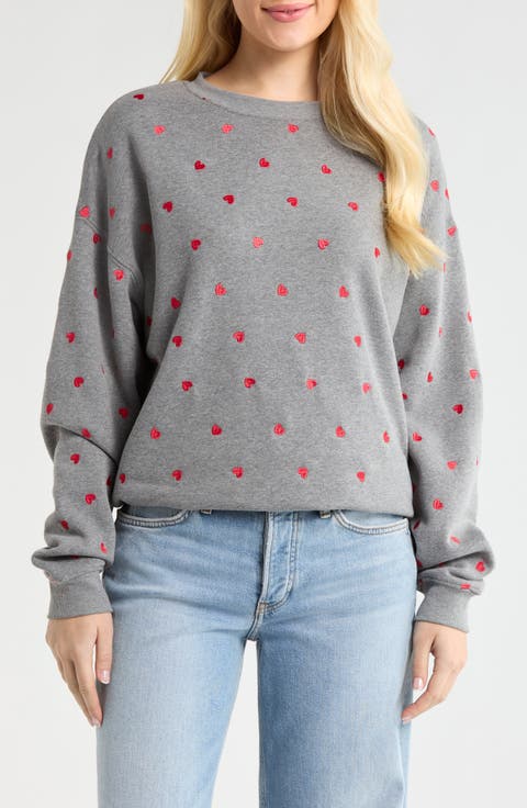 Devyn Embroidered Hearts Oversized Sweatshirt