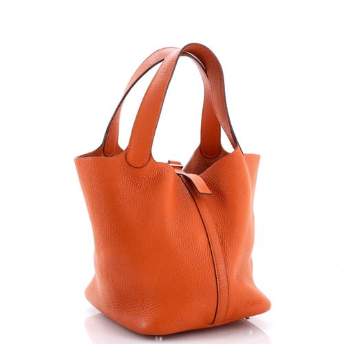 Pre-owned Hermes Hermes Picotin Lock Bag Clemence Mm In Orange
