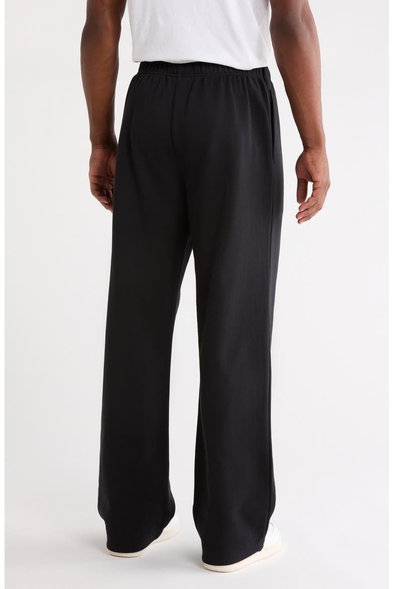 Logo Embellished Cotton Fleece Pants, Alternate, color, BLACK