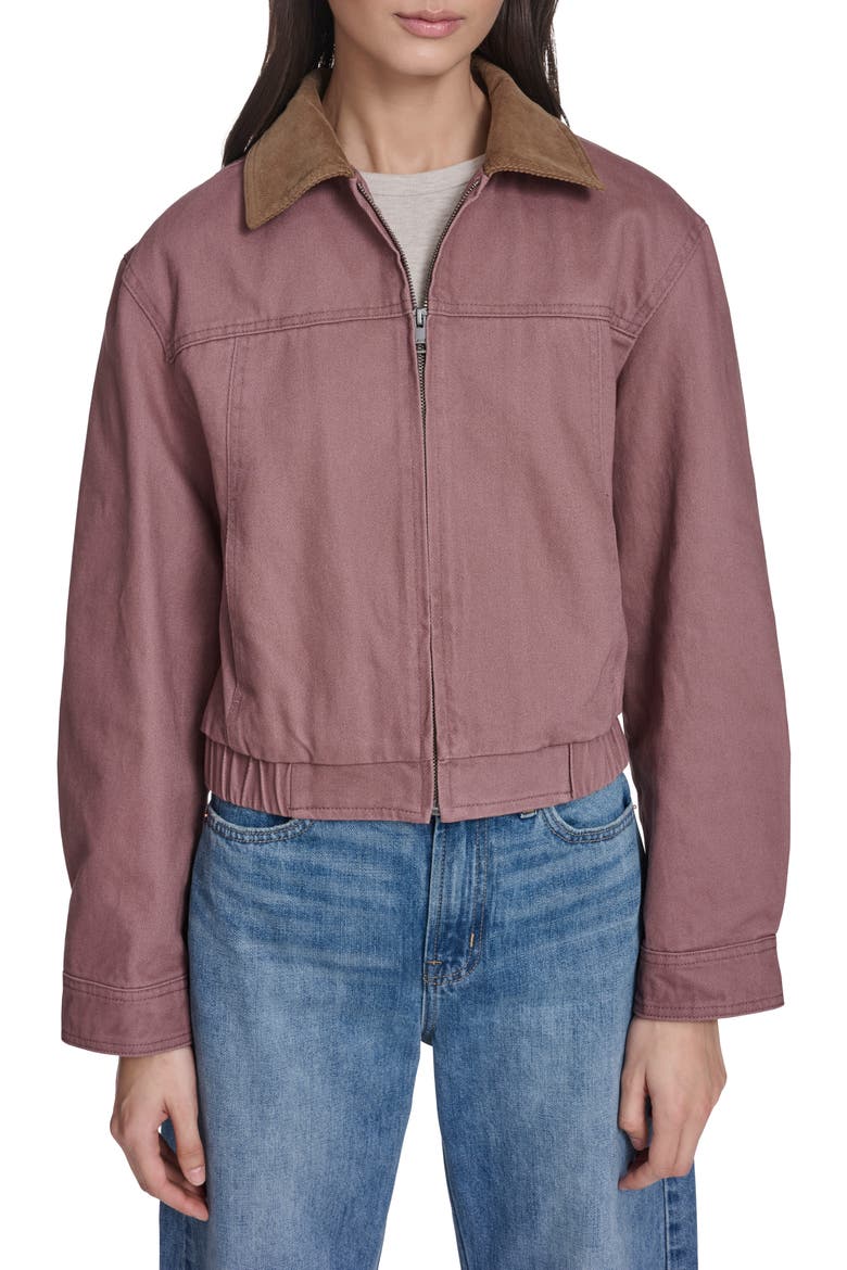 Corduroy Collar Chore Jacket, Main, color, MAUVE
