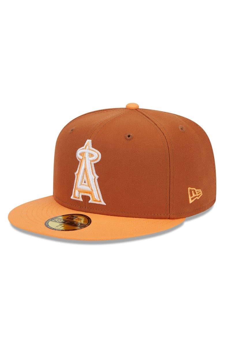 New Era Men's New Era Brown/Orange Los Angeles Angels Spring Color Basic Two-Tone 59FIFTY Fitted Hat, Main, color, 