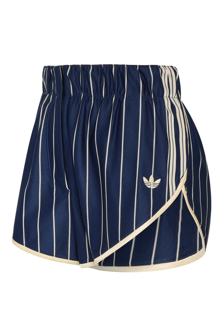 Pinstripe High Waist Shorts, Alternate, color, NIGHT INDIGO/ WARM VANILLA