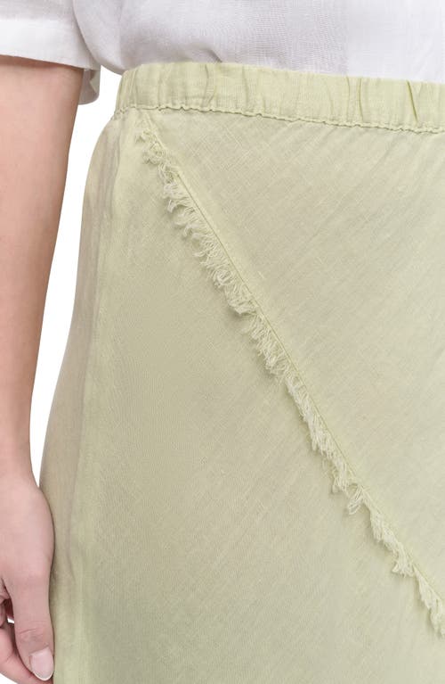 Shop Dkny Linen Midi Skirt In Tea Green