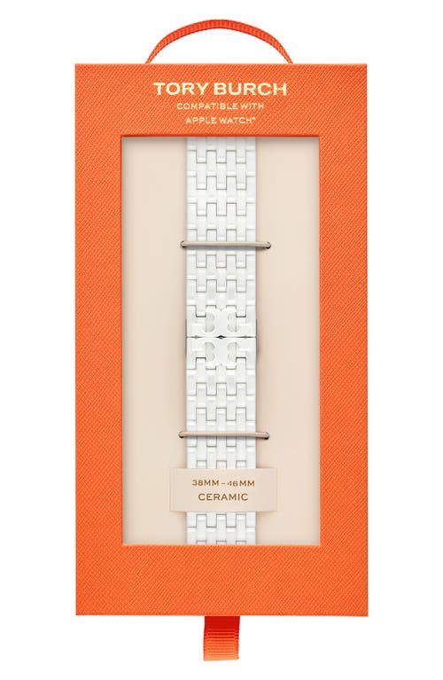Tory Burch Eleanor Apple Watch White Ceramic Band, 36mm - 46mm In Metallic