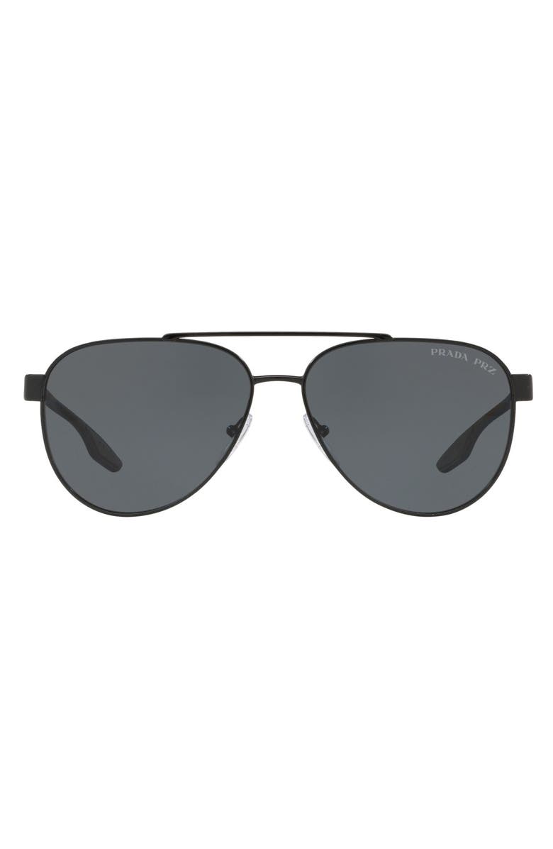 Prada Linea Rossa PRADA SPORT 61mm Polarized Aviator Sunglasses, Main, color, 