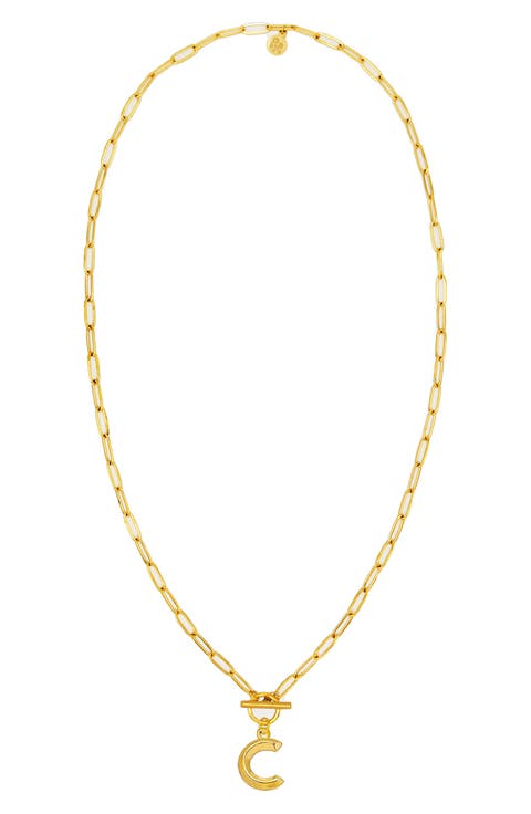 Paper Clip Initial Toggle Necklace