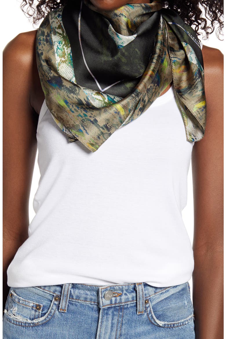 Masala Mix Square Silk Scarf, Main, color, RAINBOW KHAKI