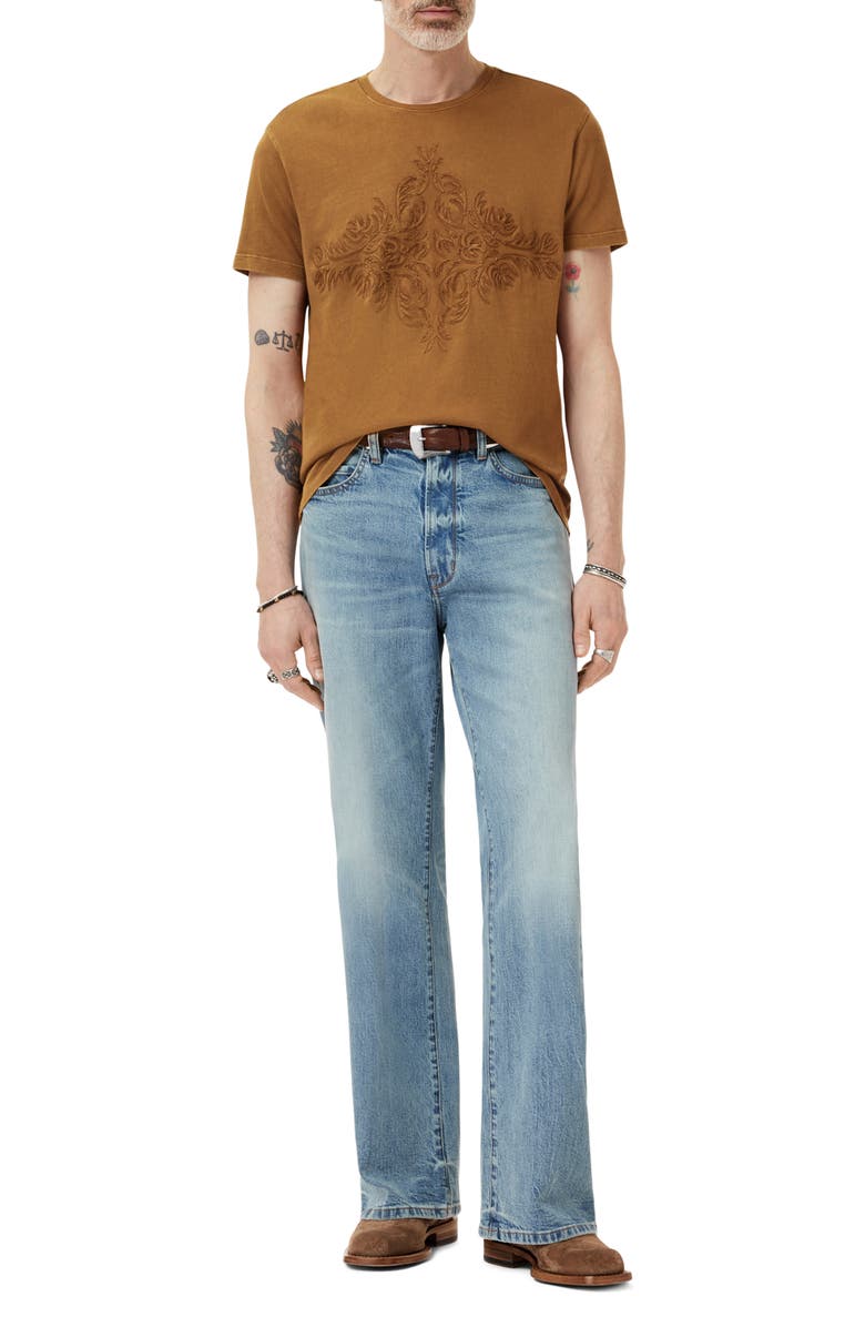 John Varvatos Embroidered T-Shirt, Alternate, color, Sienna Brown