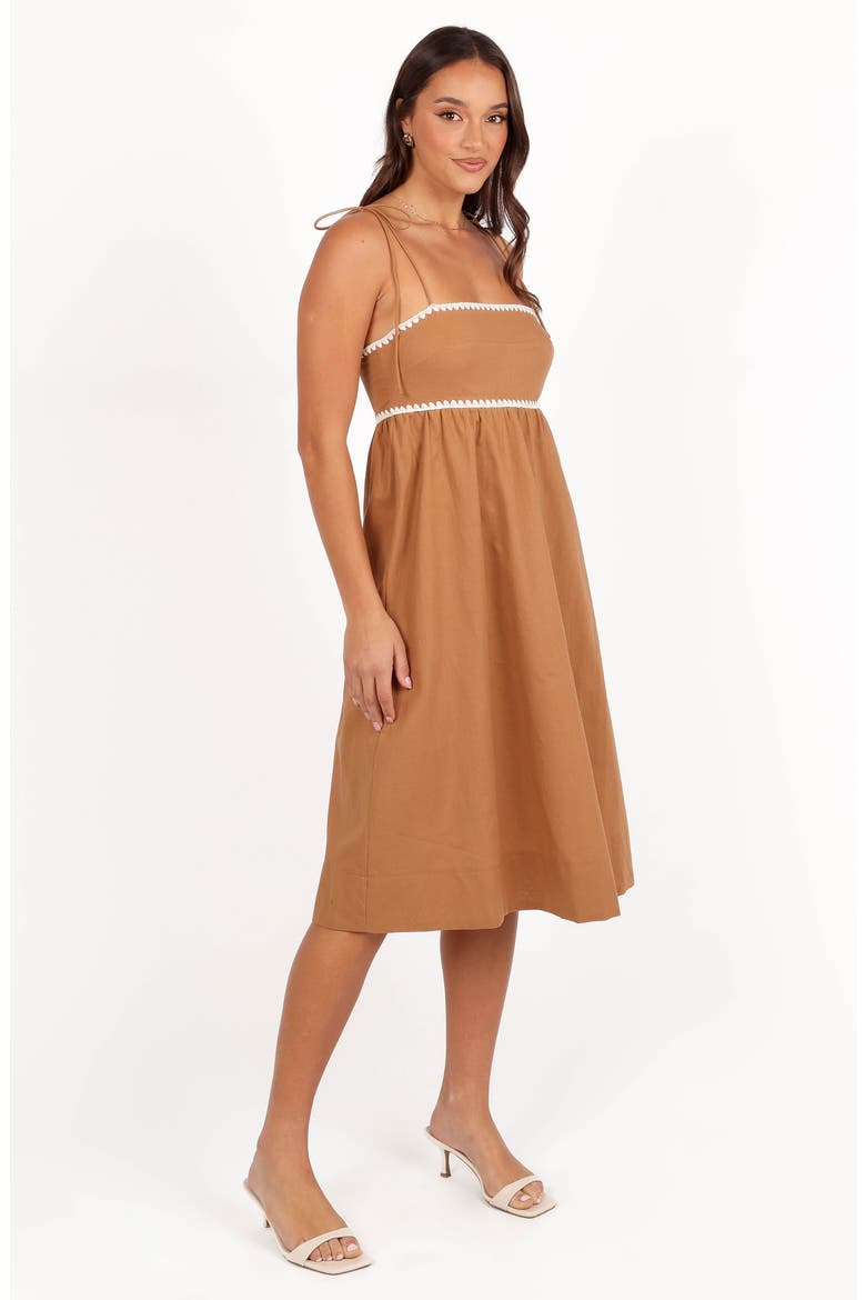 Lino Embroidered Tie Strap Cotton Sundress, Alternate, color, TAN WHITE