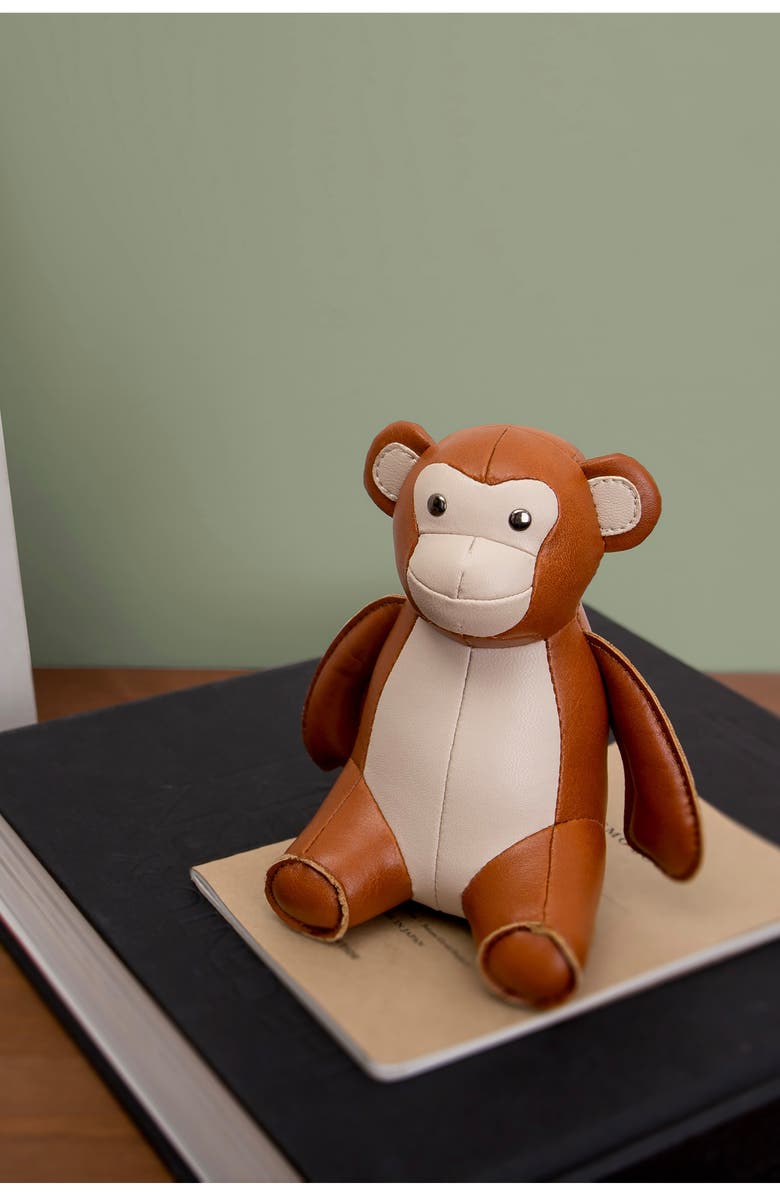 Zuny Monkey Faux Leather Paperweight, Alternate, color, Tan Wheat