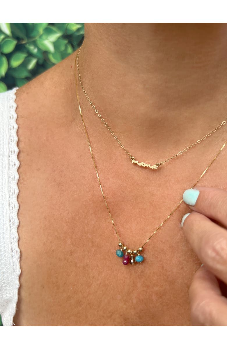 ELLIOT YOUNG MOVEABLE JEWEL TONE BEAD 14K GOLD NECKLACE, Alternate, color, Blue