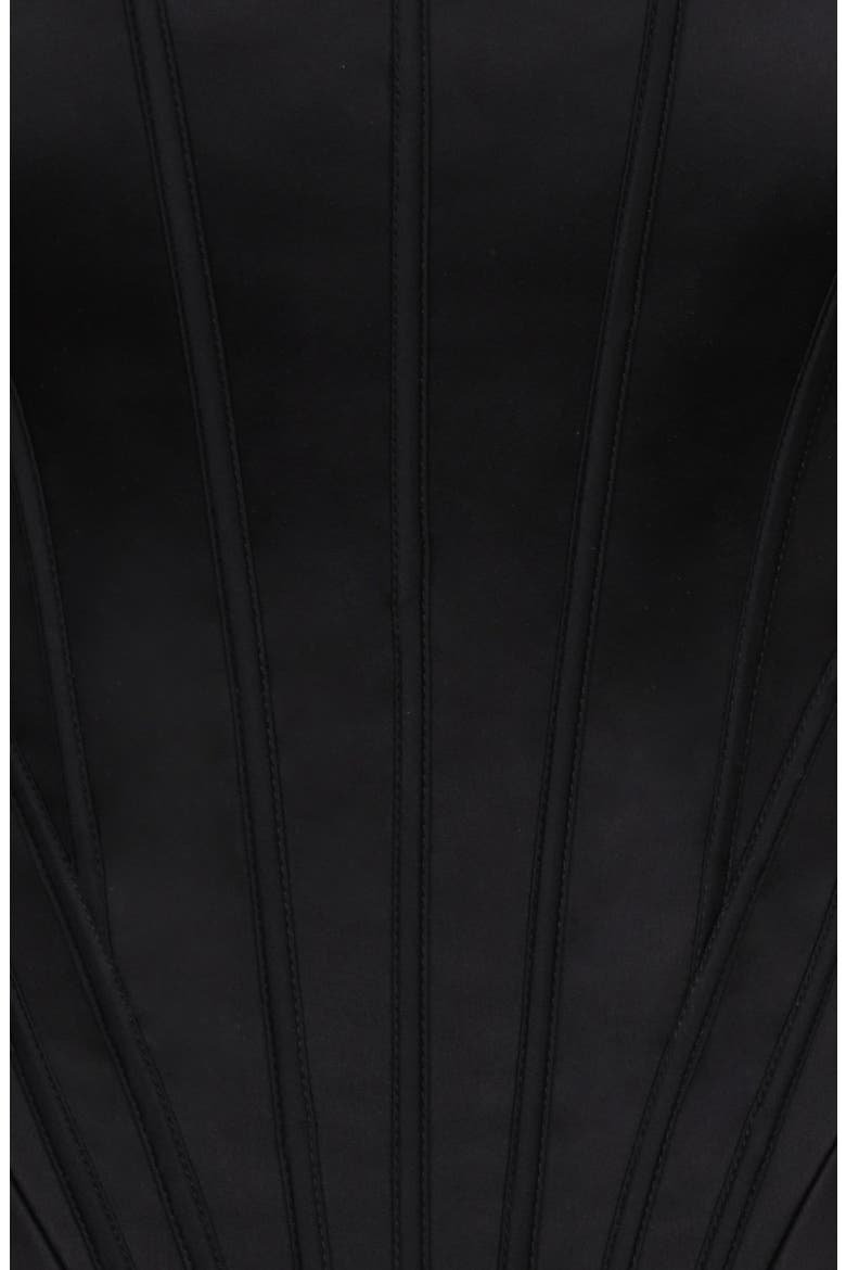 Cadie Satin Corset Top, Alternate, color, BLACK