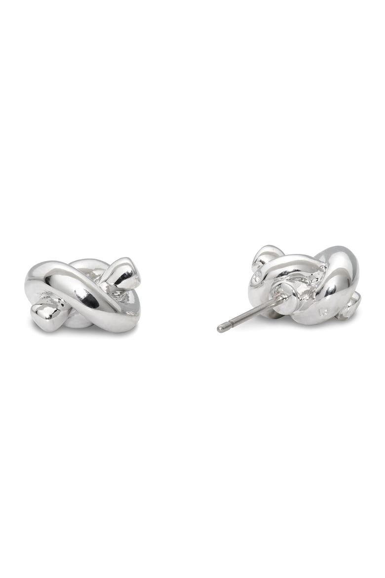 sailor's knot stud earrings, Alternate, color, SILVER