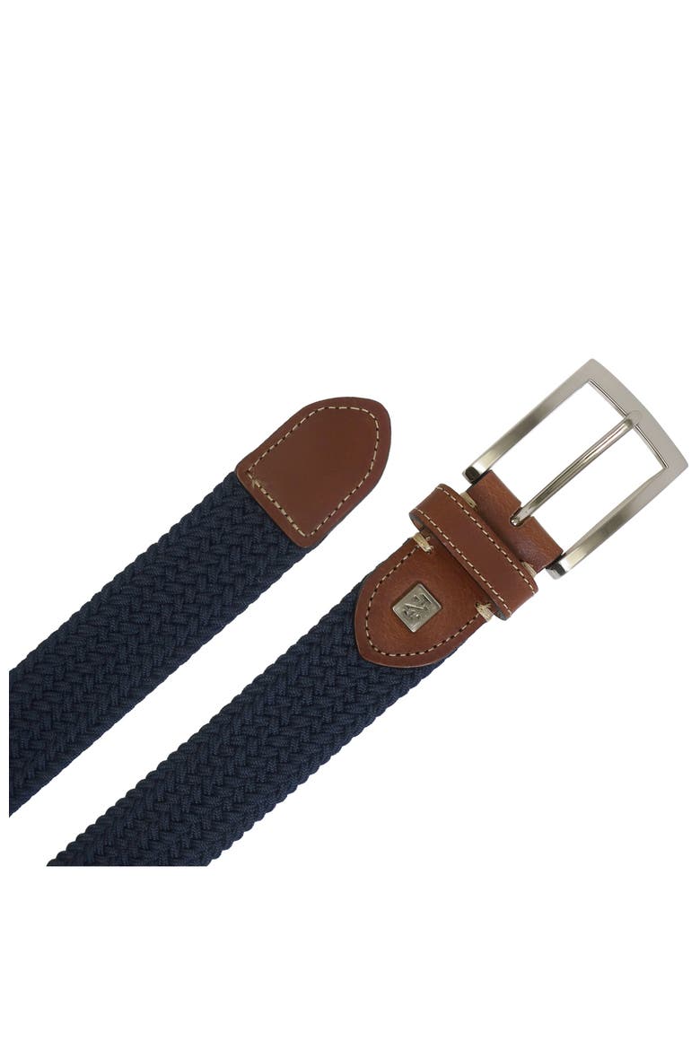 Stretch Braid with Full Grain Leather Tips, Alternate, color, Navy
