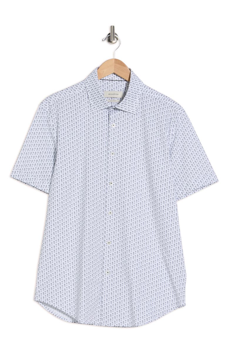 Bugatchi Short Sleeve Woven Shirt, Main, color, White