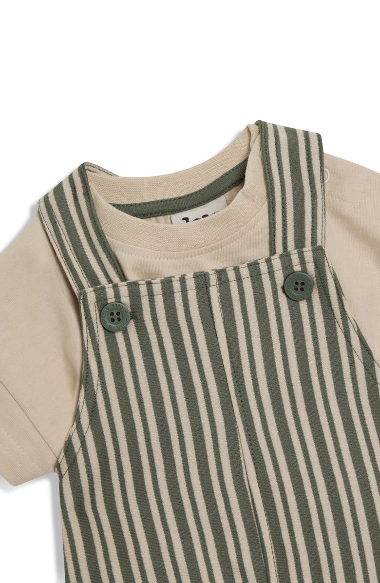 JOJO MAMAN BEBE Stripe Cotton Shirt & Overalls Set, Alternate, color, Khaki