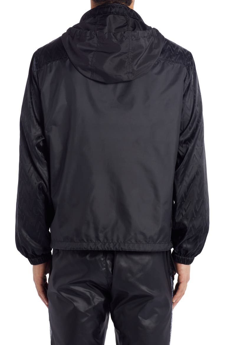 Medusa Hooded Nylon Jacket, Alternate, color, BLACK