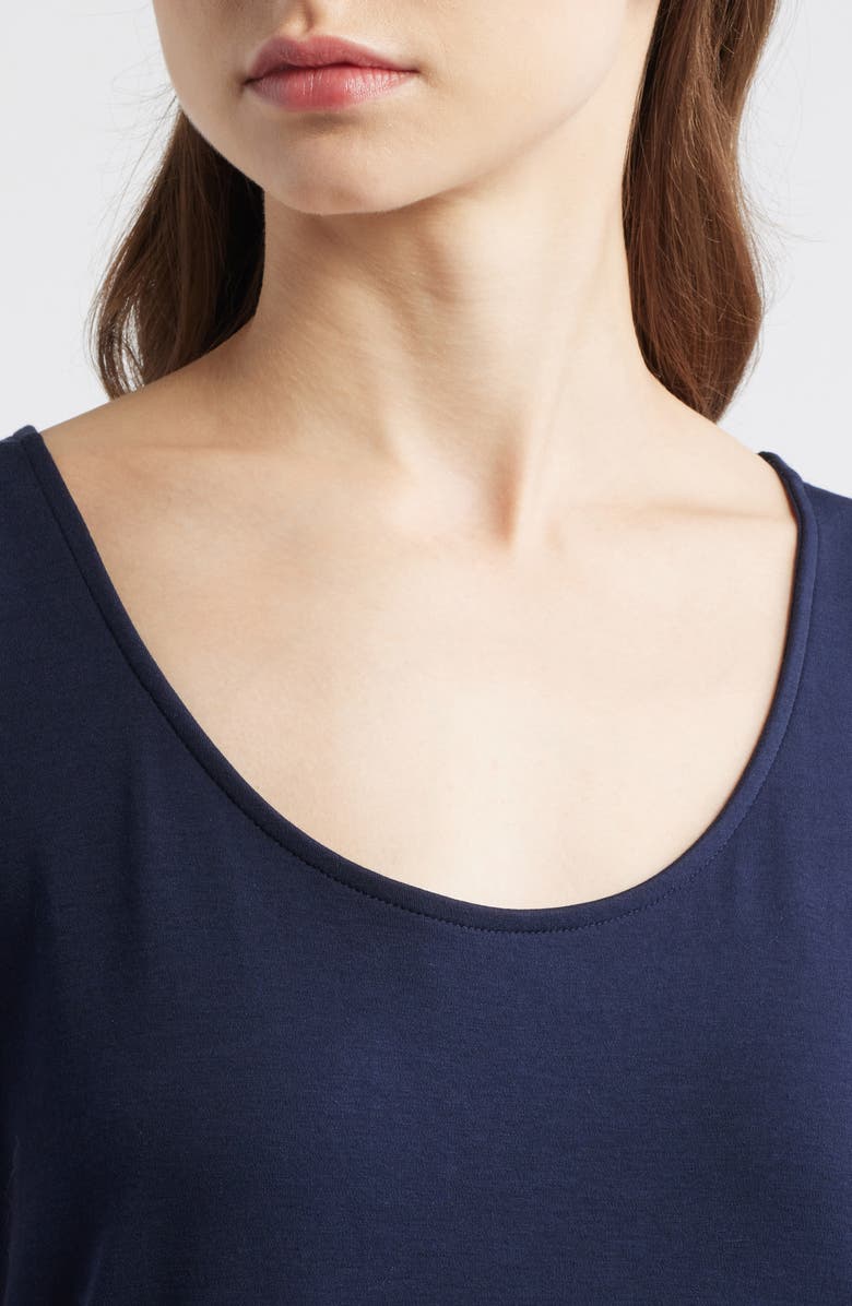 Eileen Fisher Sleeveless Organic Cotton Midi Dress, Alternate, color, Ink