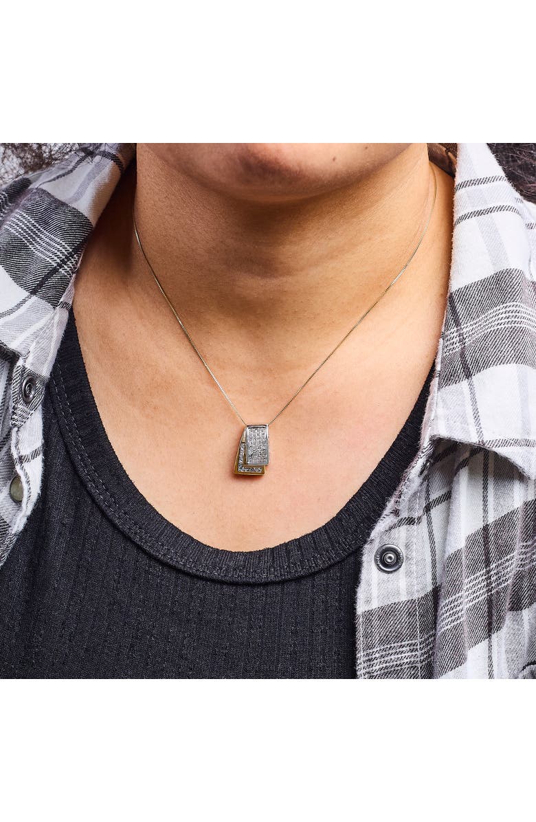 Haus of Brilliance 14K Gold 1.0 Cttw Princess Cut Diamond Foldover Box Pendant Necklace, Alternate, color, Yellowwhite