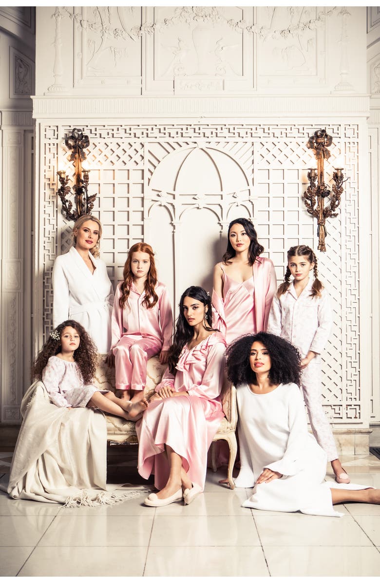 Petite Plume Silk Robe, Alternate, color, Pink