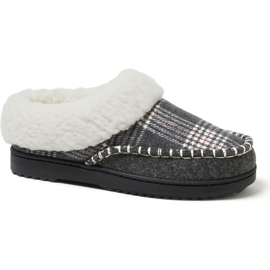 Dearfoams Nyla Felted Plaid Moccasin Toe Clog Slipper In Gray