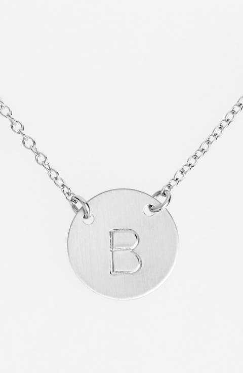 Sterling Silver Initial Disc Necklace