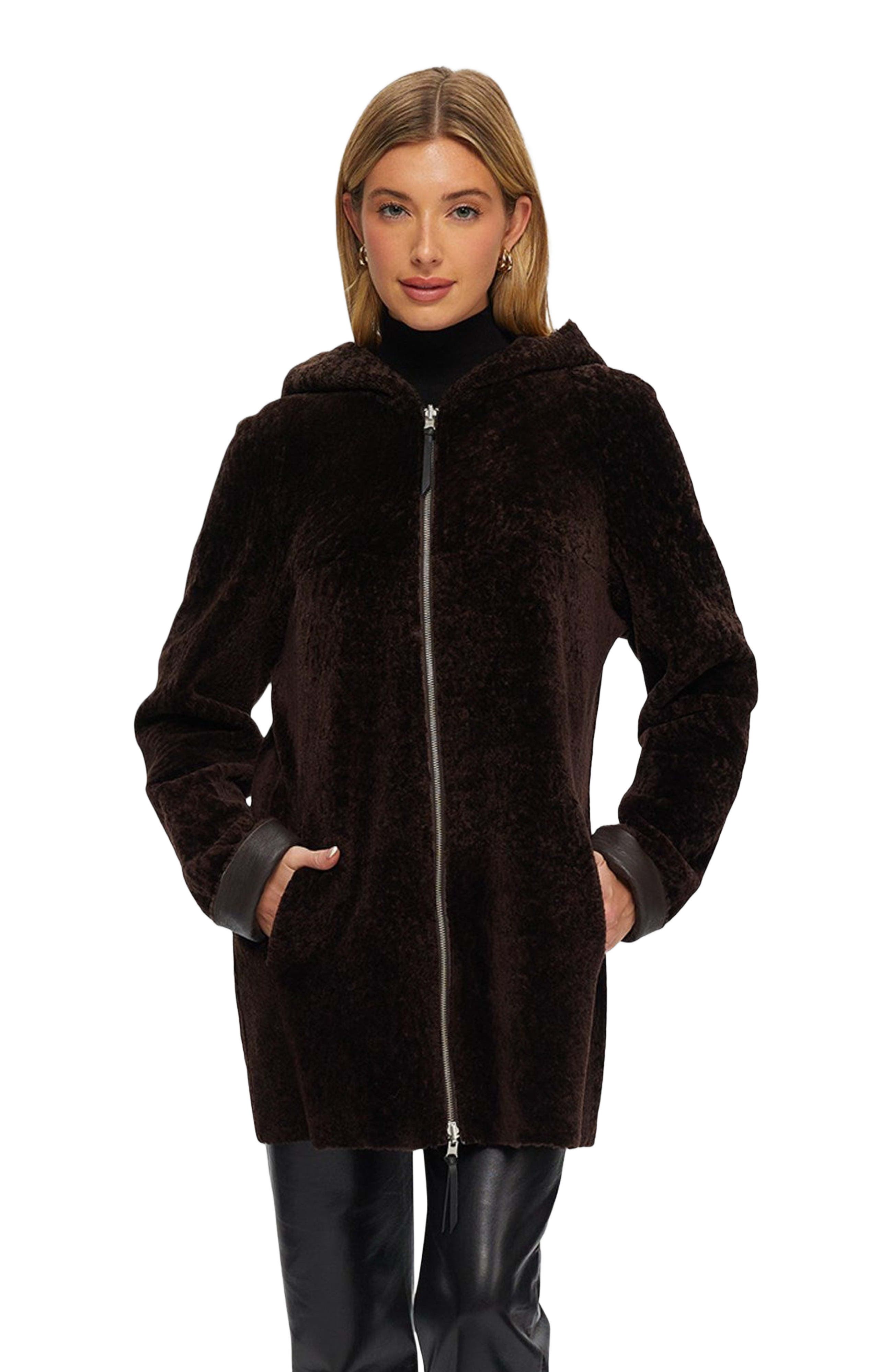 Reversible Textured Genuine Shearling Parka - image 3