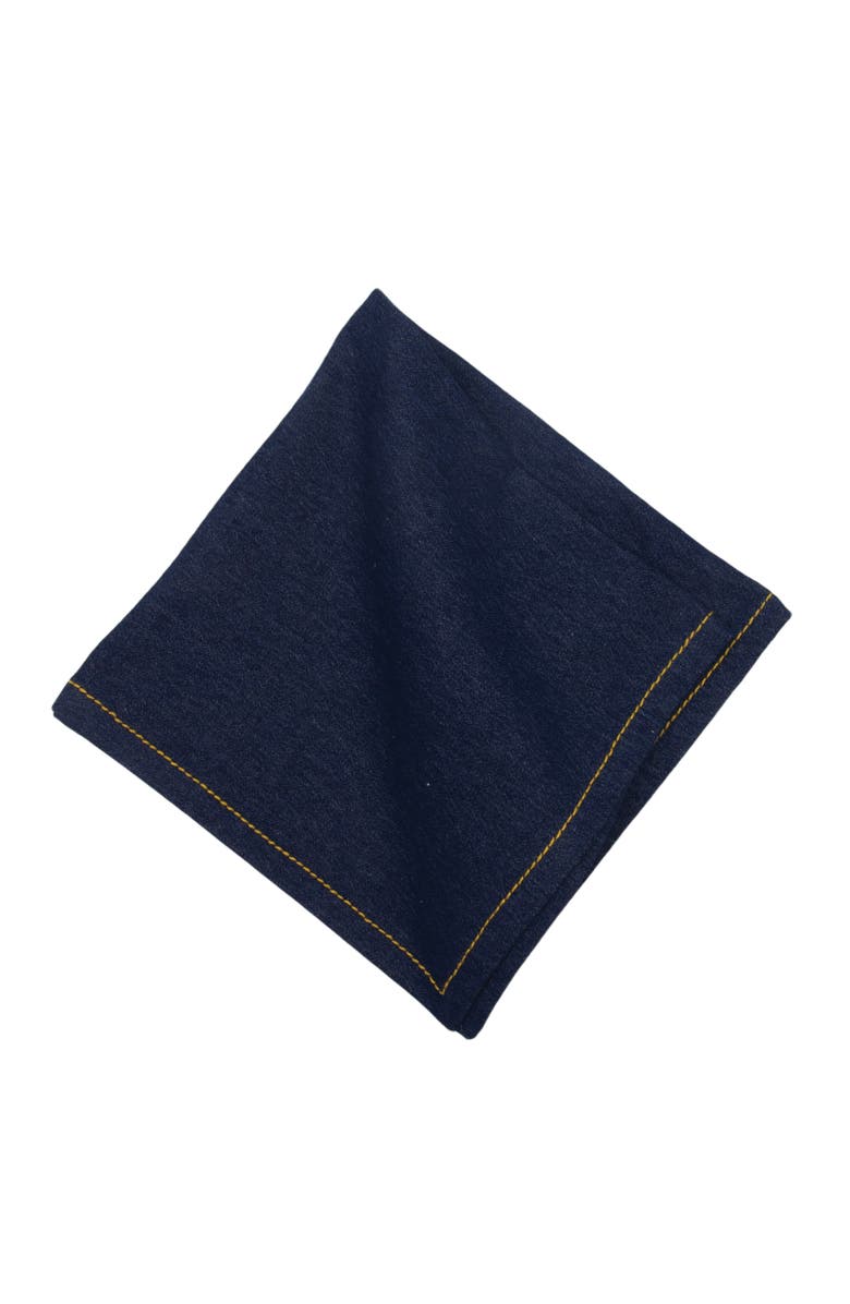 C&F Home Denim Machine Navy Blue Washable Hemstitch Napkins Set of 6, Alternate, color, Blue