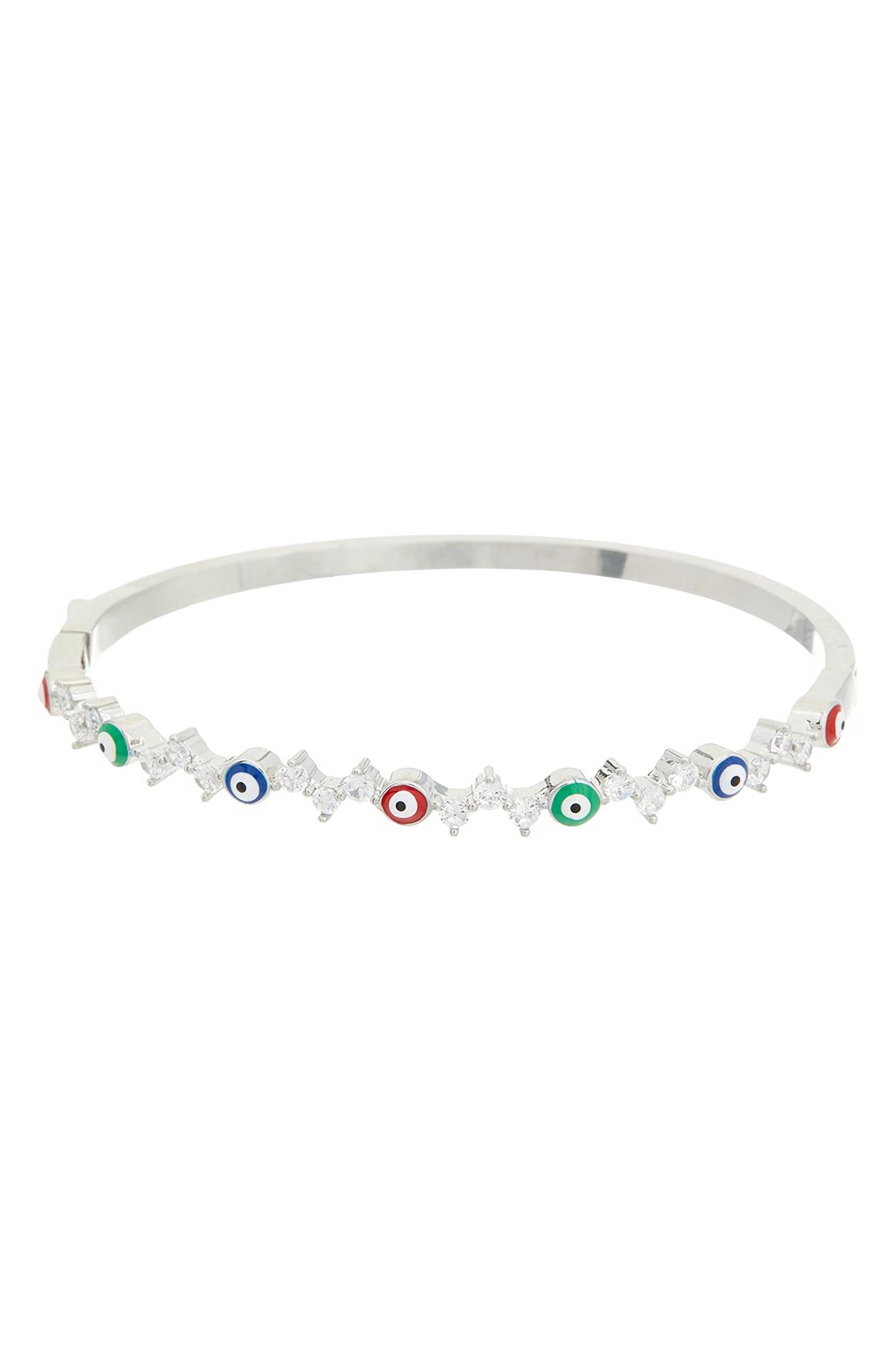Juvell Cubic Zirconia & Enamel Evil Eye Bangle Bracelet
