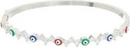 Juvell Cubic Zirconia & Enamel Evil Eye Bangle Bracelet