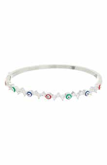 Juvell Cubic Zirconia & Enamel Evil Eye Bangle Bracelet