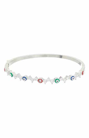 Cubic Zirconia & Enamel Evil Eye Bangle Bracelet