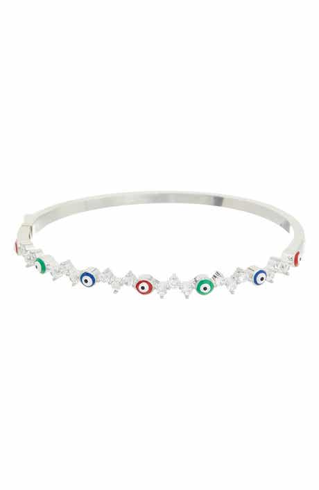 Juvell Cubic Zirconia & Enamel Evil Eye Bangle Bracelet