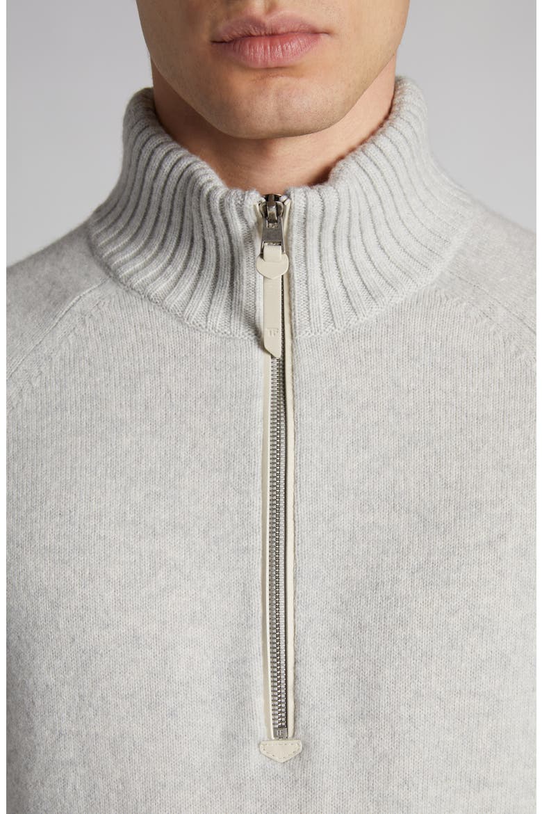 Lambswool & Cashmere Half Zip Sweater, Alternate, color, PALE GREY