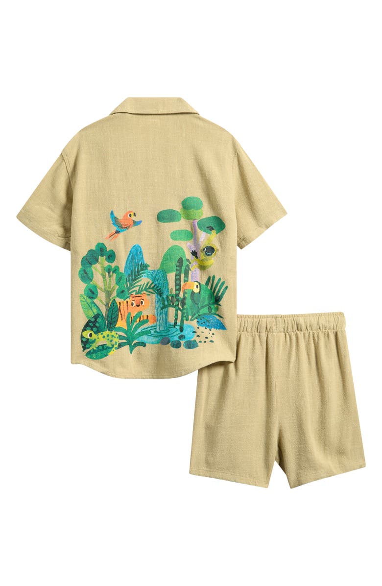 NEXT Kids' Jungle Camp Shirt & Shorts Set, Alternate, color, Beige Print