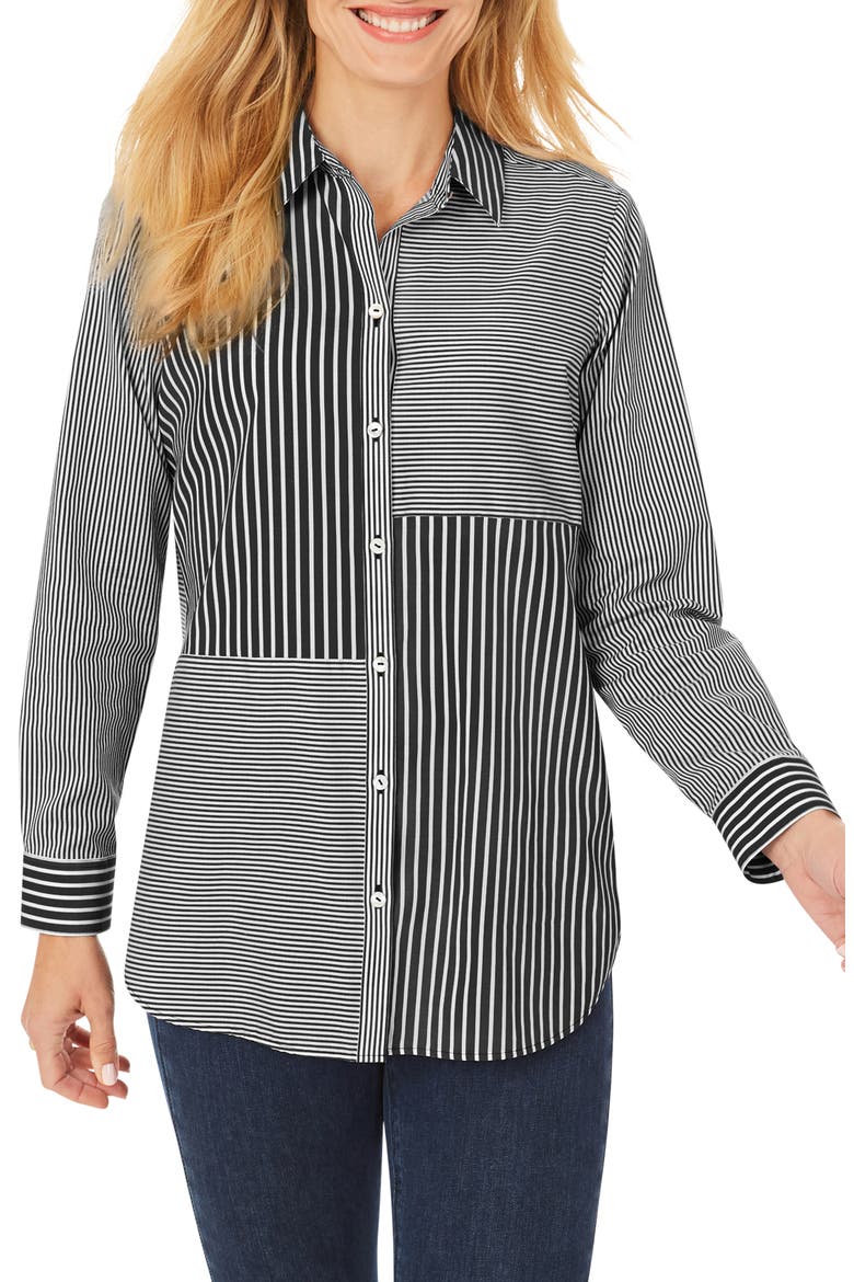 Maven Stripe Button-Up Shirt, Main, color, BLACK
