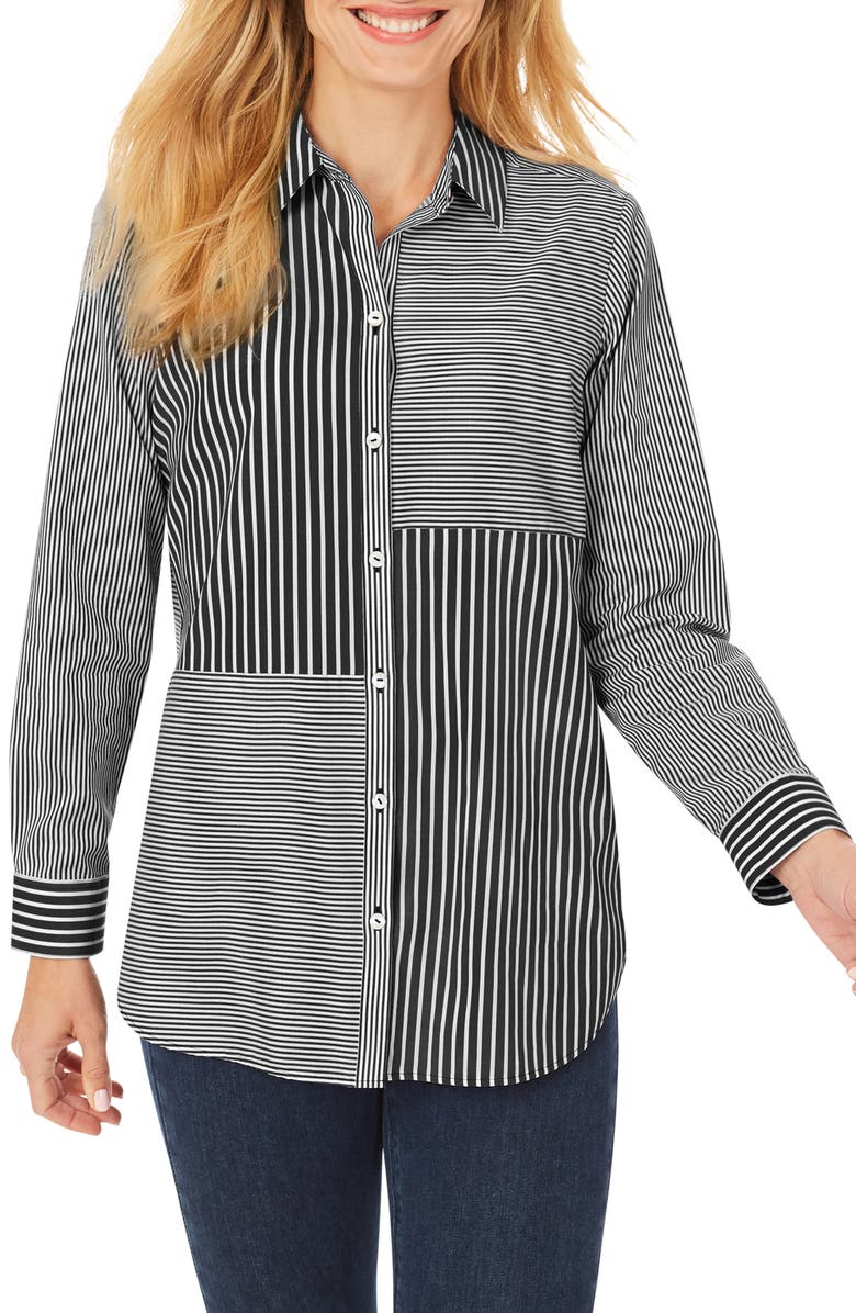Foxcroft Maven Stripe Button-Up Shirt, Main, color, 