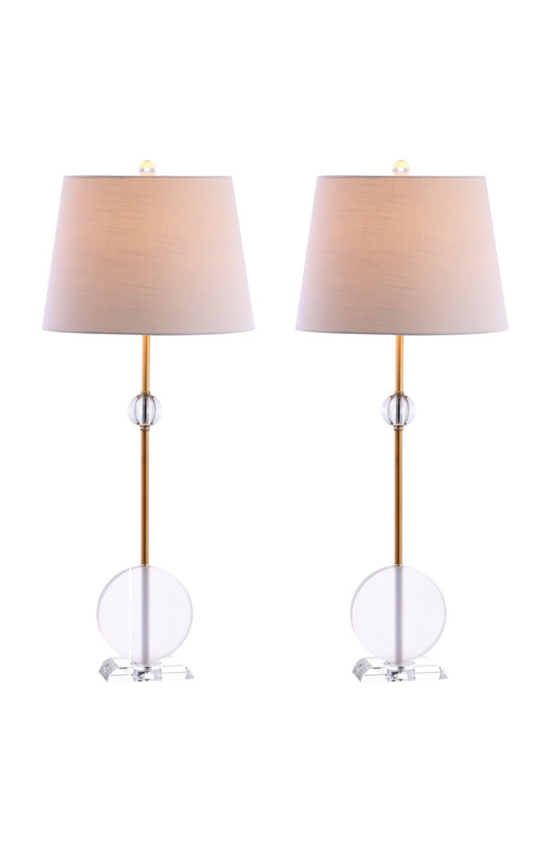 JONATHAN Y Spencer 34" Crystal/Metal LED Table Lamp, Brass, Main, color, Clear/Brass Gold