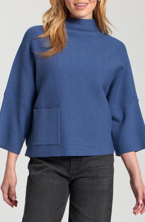 Funnel Neck Patch Pocket Sweater