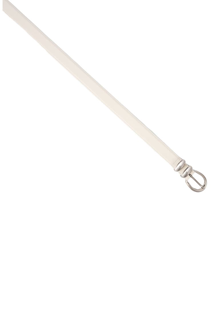 Leather belt with metal buckle, Alternate, color, White