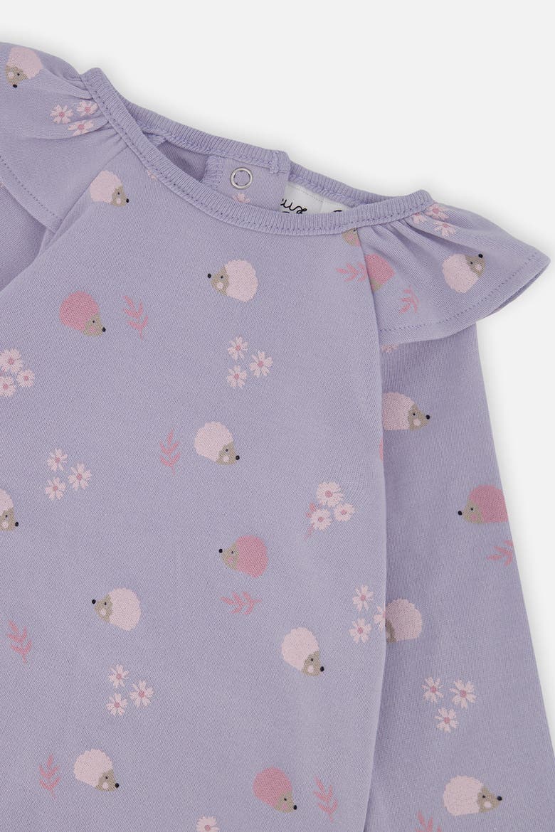Organic Cotton Ruffle Shoulder Hedgehog Tunic and Legging Set, Alternate, color, Purple Hedgehog Print