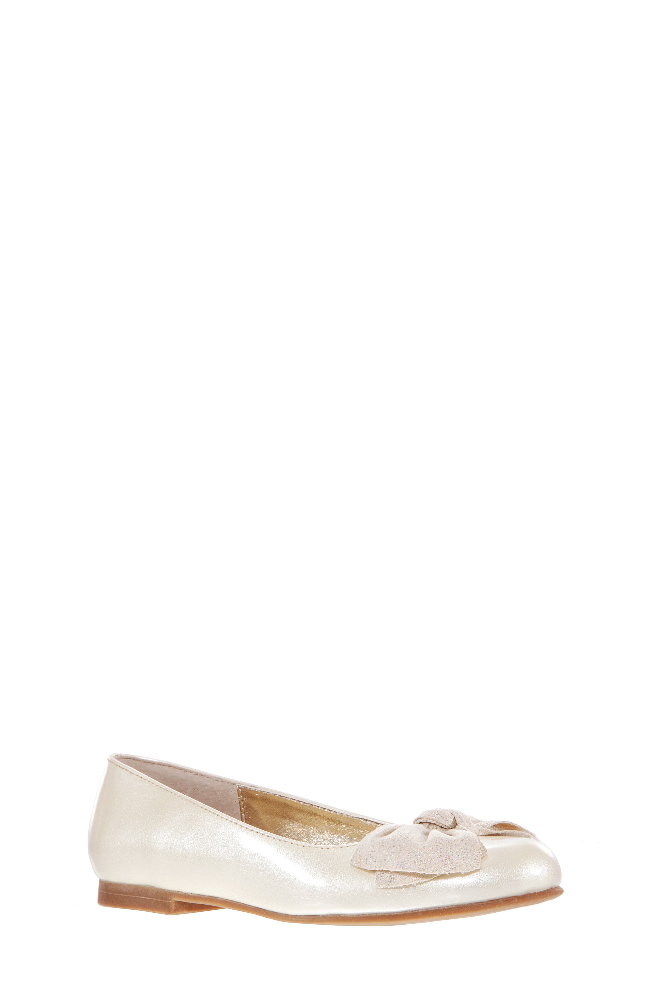Glitter Bow Ballet Flat, Main, color, IVORY PATENT
