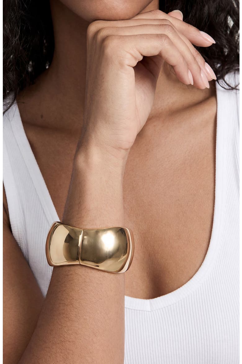 Statement Wave Bangle, Alternate, color, GOLD