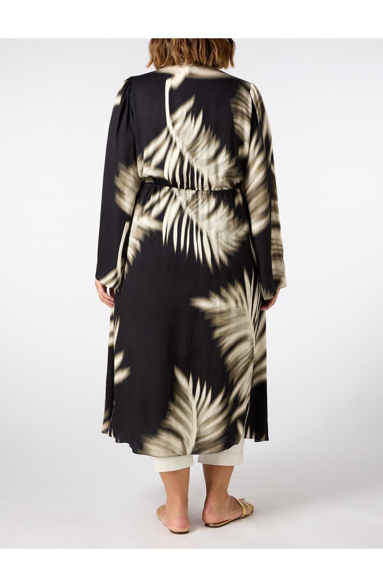 Live Unlimited Leaf Print Longline Drawstring Kimono, Alternate, color, Mono