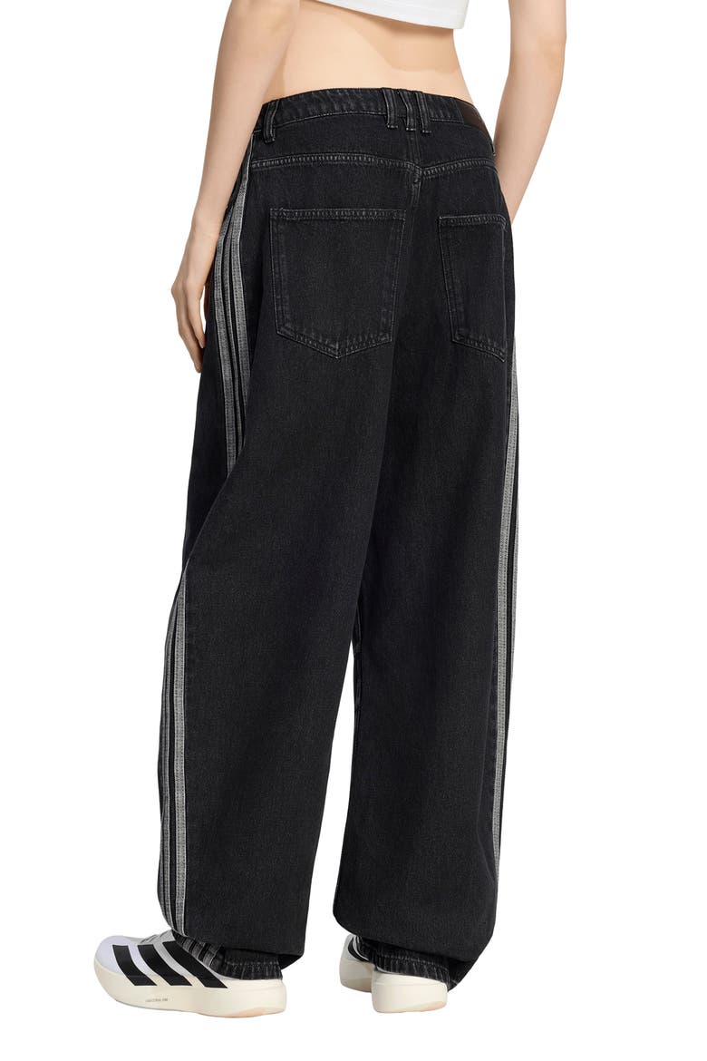 3-Stripes Barrel Leg Jeans, Alternate, color, TRUE BLACK DENIM